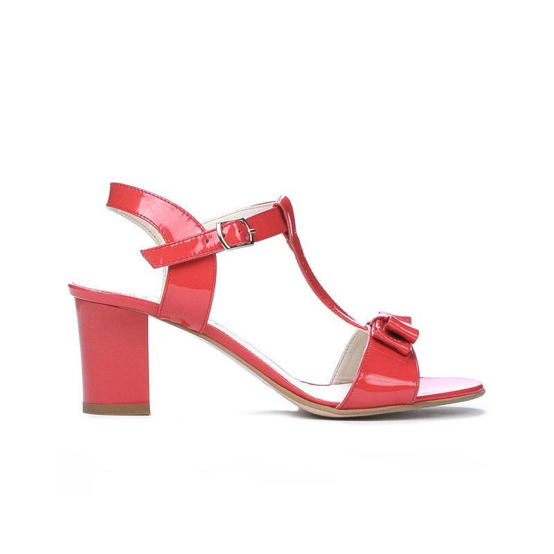 Sandales femme 1257 vernis rouge corail