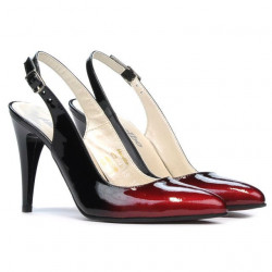 Sandales femme 1249 vernis bordeaux+noir