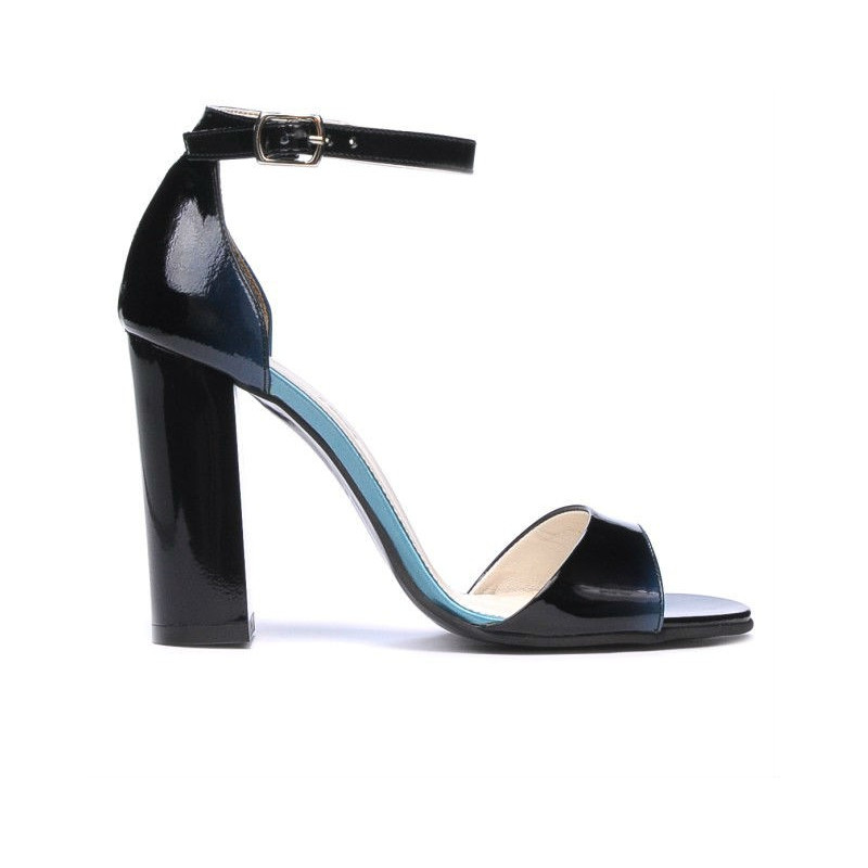 Sandales femme 1259 vernis bleu+noir