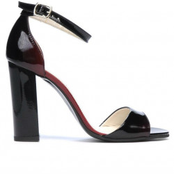 Sandales femme 1259 vernis bordeaux+noir