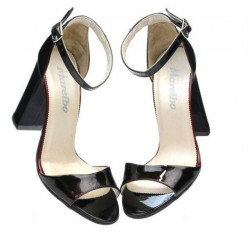 Sandales femme 1259 vernis bordeaux+noir