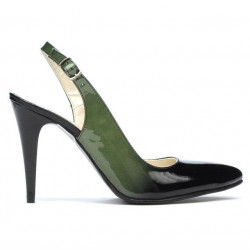 Sandales femme 1249 vernis vert+noir