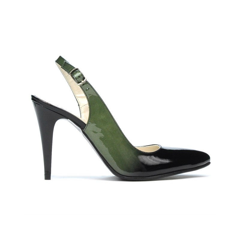 Sandales femme 1249 vernis vert+noir