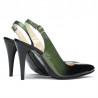 Sandales femme 1249 vernis vert+noir