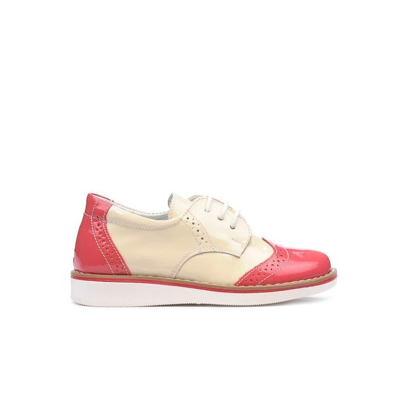 Chaussures enfants petits 60c vernis rose+beige