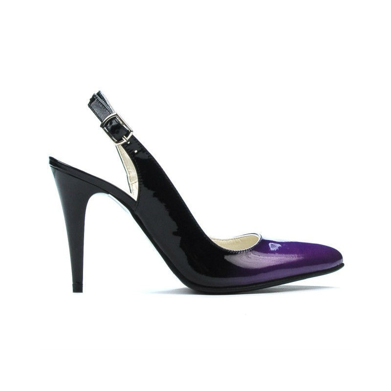 Sandales femme 1249 verni violet+noir