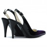Sandales femme 1249 verni violet+noir