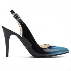 Sandales femme 1249 vernis bleu+noir