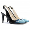 Sandales femme 1249 vernis bleu+noir