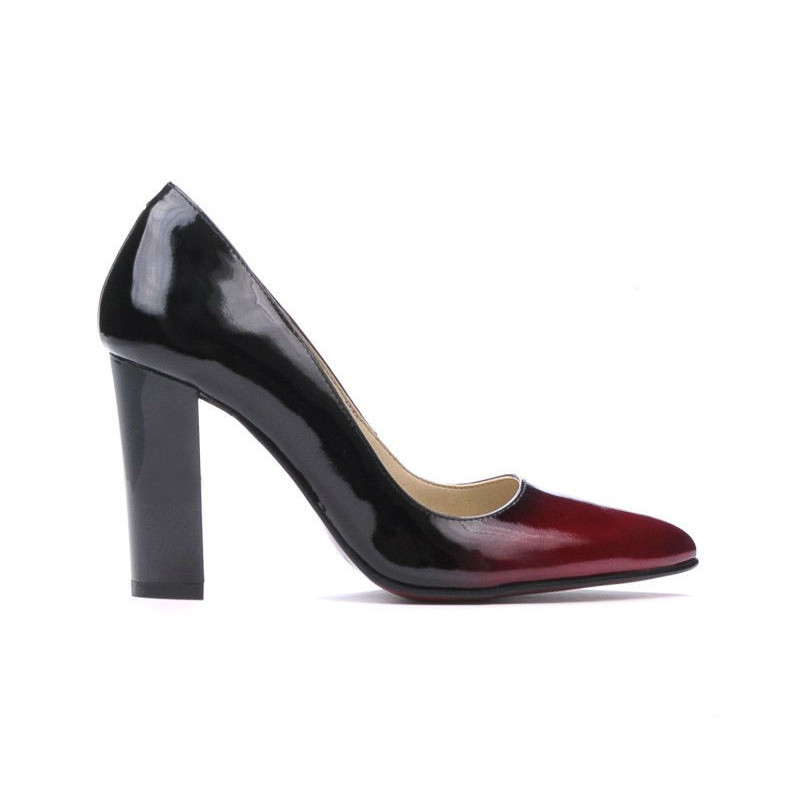 Chaussures élégantes femme 1261 vernis bordeaux+noir
