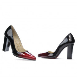 Chaussures élégantes femme 1261 vernis bordeaux+noir