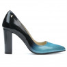 Chaussures élégantes femme 1261 vernis bleu+noir