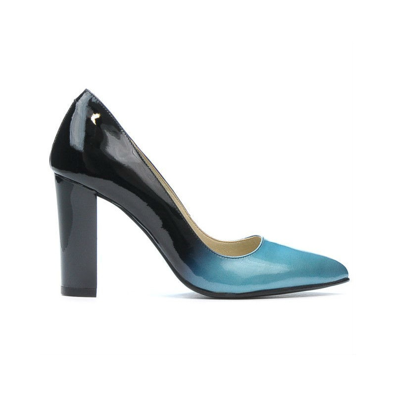 Chaussures élégantes femme 1261 vernis bleu+noir