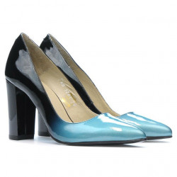 Chaussures élégantes femme 1261 vernis bleu+noir