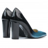 Chaussures élégantes femme 1261 vernis bleu+noir