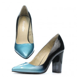 Chaussures élégantes femme 1261 vernis bleu+noir