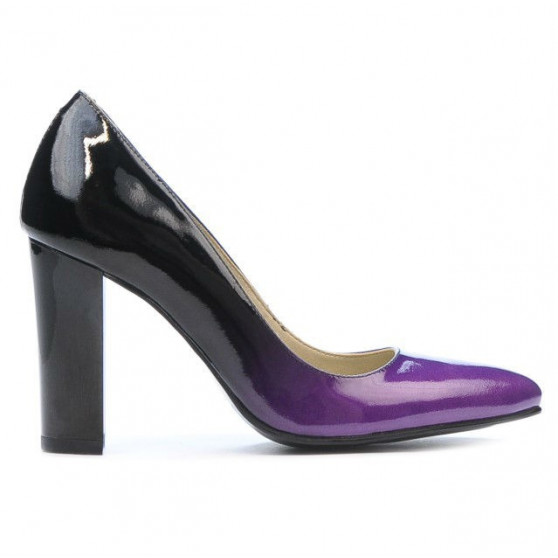 Chaussures élégantes femme 1261 vernis violet+noir