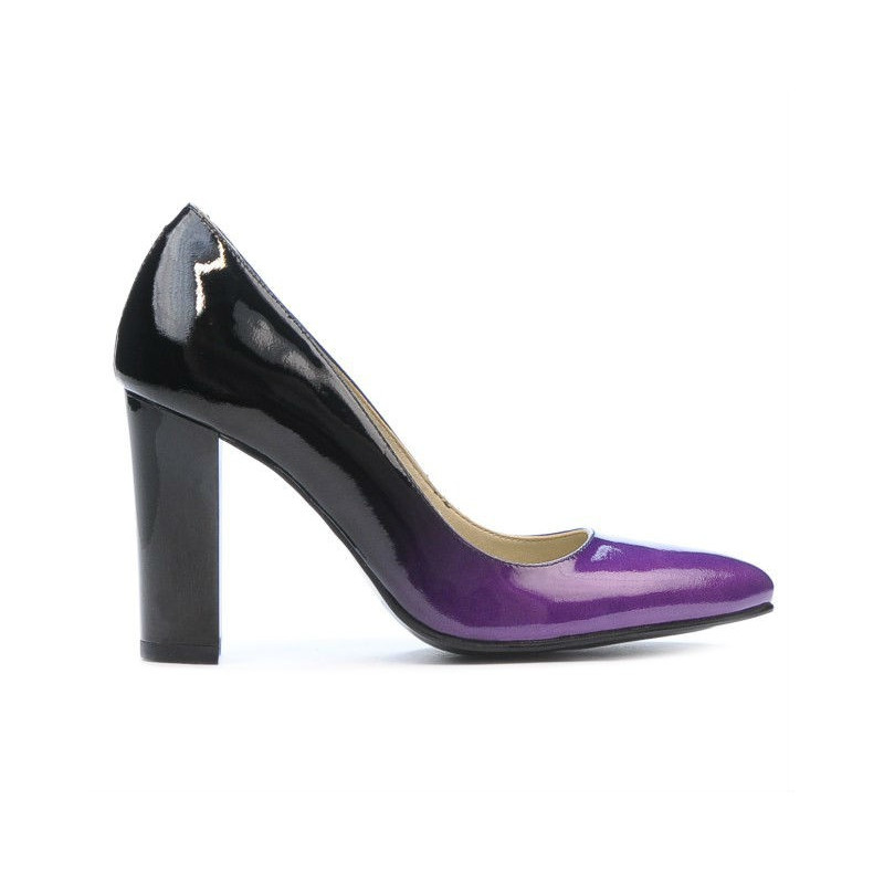 Chaussures élégantes femme 1261 vernis violet+noir