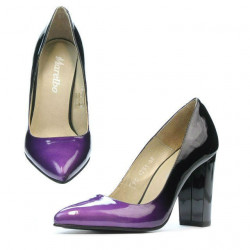 Chaussures élégantes femme 1261 vernis violet+noir