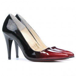 Chaussures élégantes femme 1246 vernis bordeaux+noir