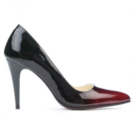 Chaussures élégantes femme 1246 vernis bordeaux+noir