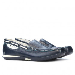 Mocassins hommes 719 crépon indigo+blanc