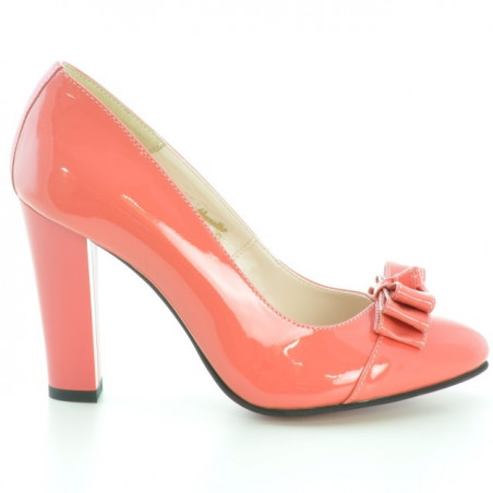Chaussures élégantes femme 1226 vernis rouge corail