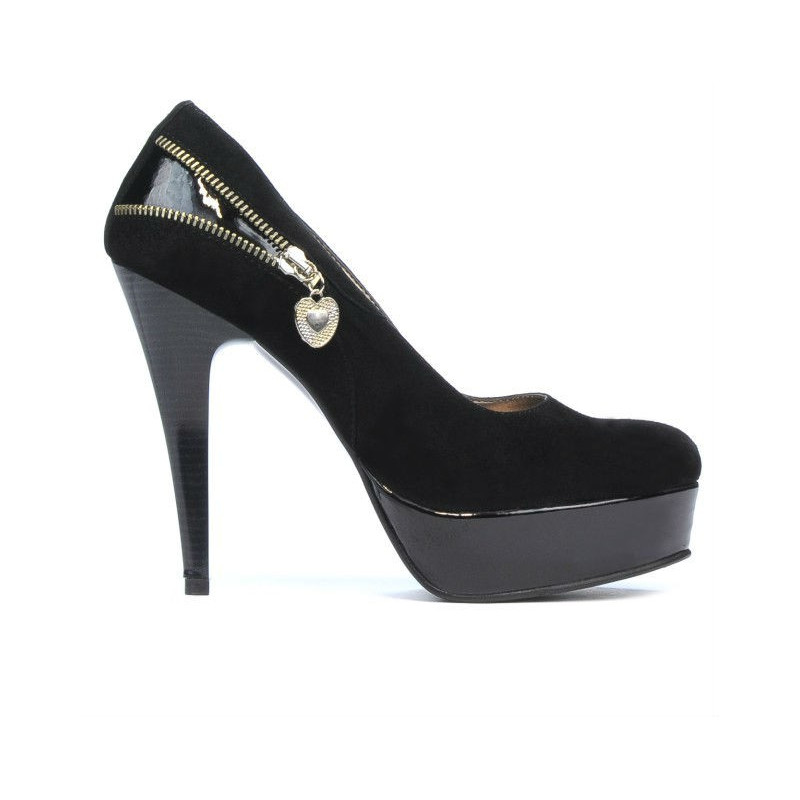 Chaussures élégantes femme 1201 noir antilope+noir verni