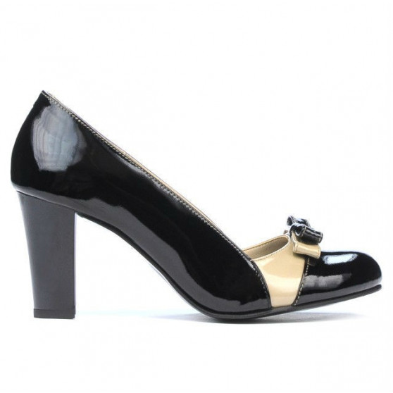 Chaussures élégantes femme 1227 vernis noir+beige
