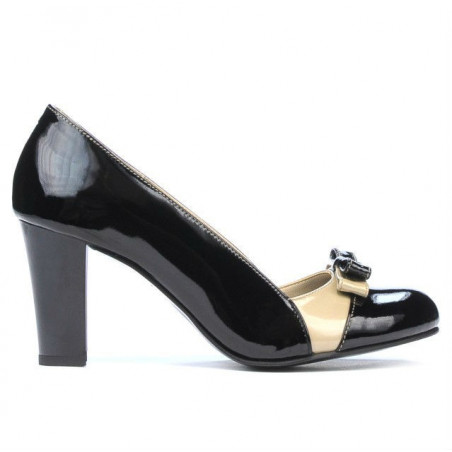 Chaussures élégantes femme 1227 vernis noir+beige