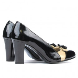 Chaussures élégantes femme 1227 vernis noir+beige