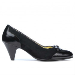Chaussures élégantes femme 1064 verni noir+noir antelope