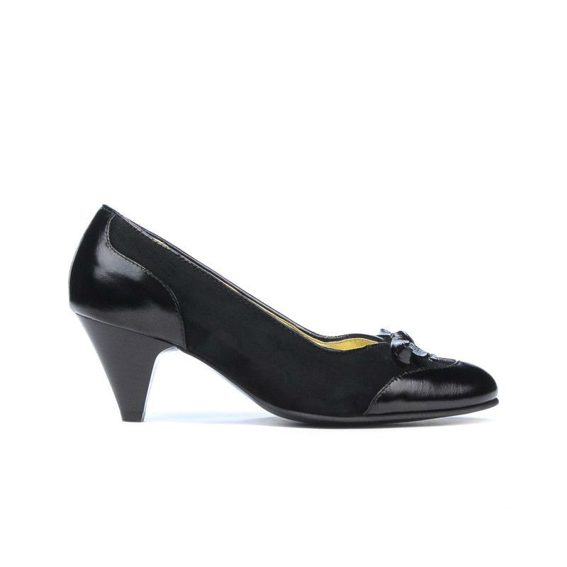 Chaussures élégantes femme 1064 verni noir+noir antelope