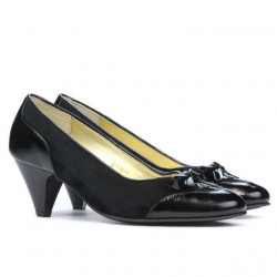 Chaussures élégantes femme 1064 verni noir+noir antelope