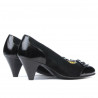 Chaussures élégantes femme 1064 verni noir+noir antelope