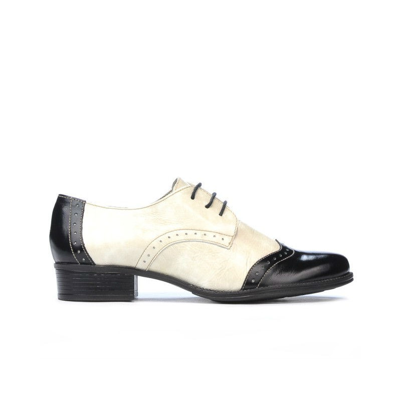 Chaussures casual femme 691 vernis noir+beige