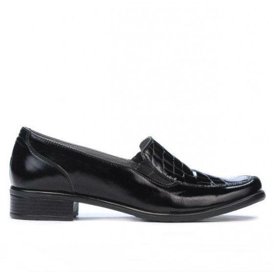 Chaussures casual femme 649 croco verni noir