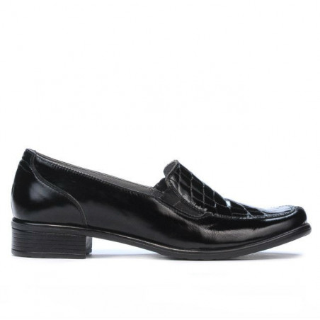 Chaussures casual femme 649 croco verni noir