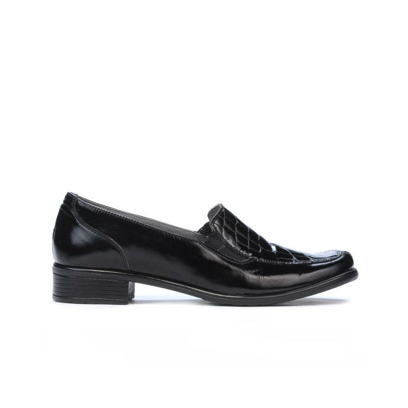 Chaussures casual femme 649 croco verni noir