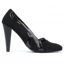 Chaussures élégantes femme 1208 noir antelope + laque noir