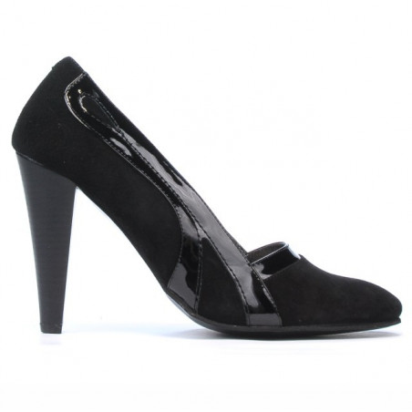 Chaussures élégantes femme 1208 noir antelope + laque noir