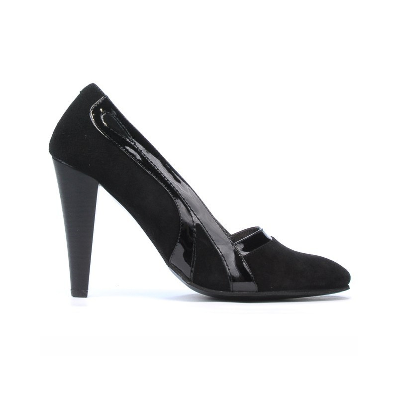 Chaussures élégantes femme 1208 noir antelope + laque noir