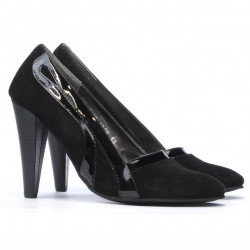 Chaussures élégantes femme 1208 noir antelope + laque noir