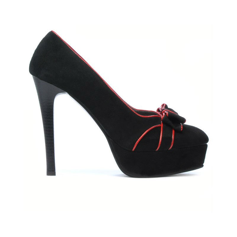 Chaussures élégantes femme 1095 noir antilope+rouge