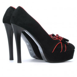 Chaussures élégantes femme 1095 noir antilope+rouge