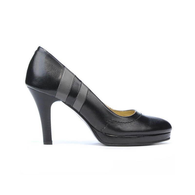Chaussures élégantes femme 1086 noir+gris