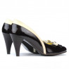 Chaussures élégantes femme 1065 verni bordeaux+beige