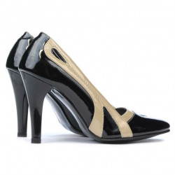Chaussures élégantes femme 1208 vernis noir+beige
