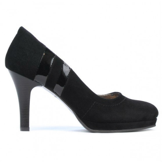 Escarpins élégants femme 1086 en daim noir + vernis noir