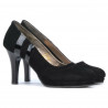 Escarpins élégants femme 1086 en daim noir + vernis noir